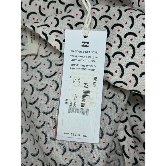 BILLABONG SINCERELY JULES Wrapped In Love Top Sz M White Puff Sleeve Linen Rayon - Picture 11 of 14